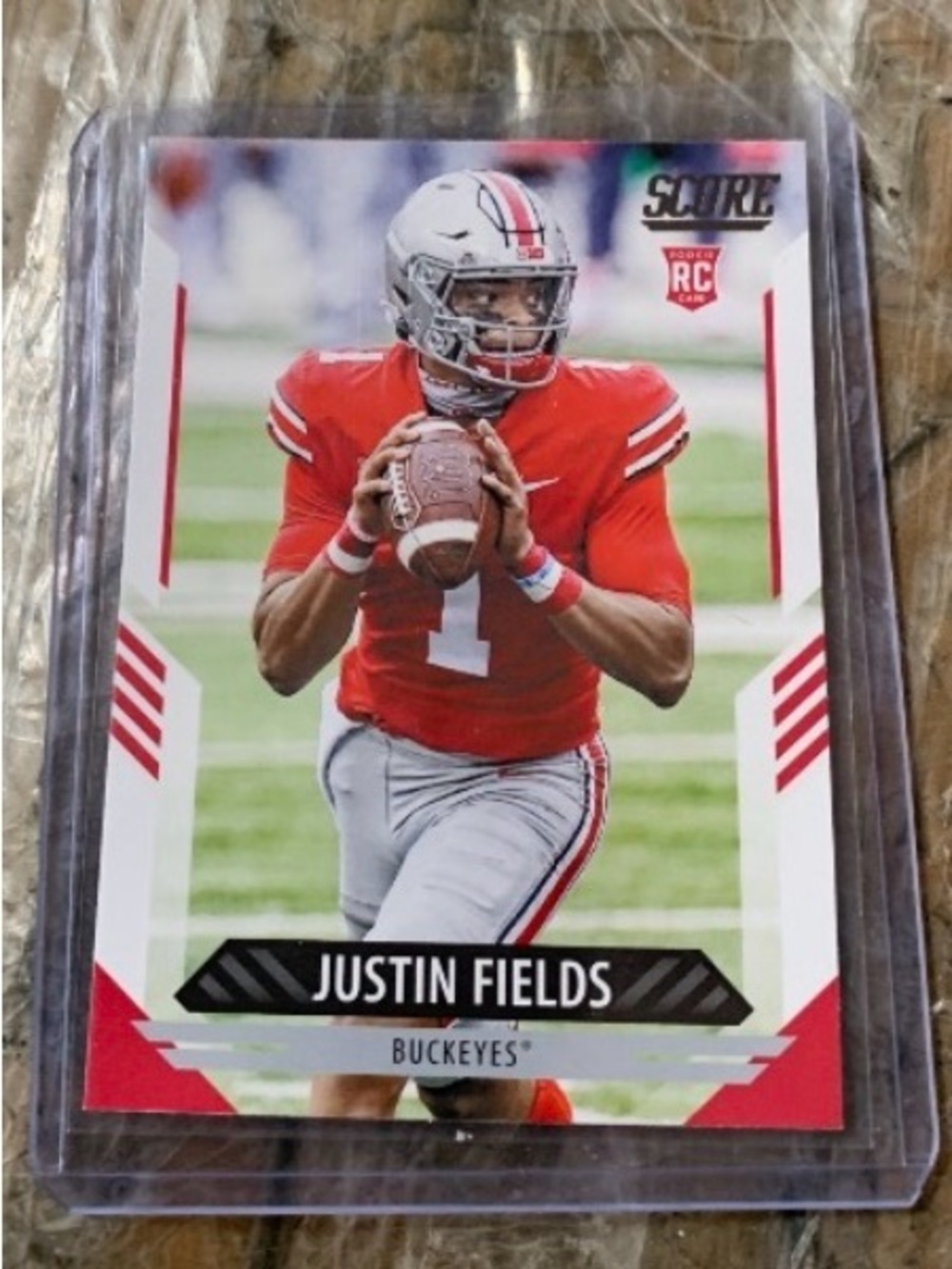 Score RC Justin Fields Rookie Card - Red/Gray panini score Ohio